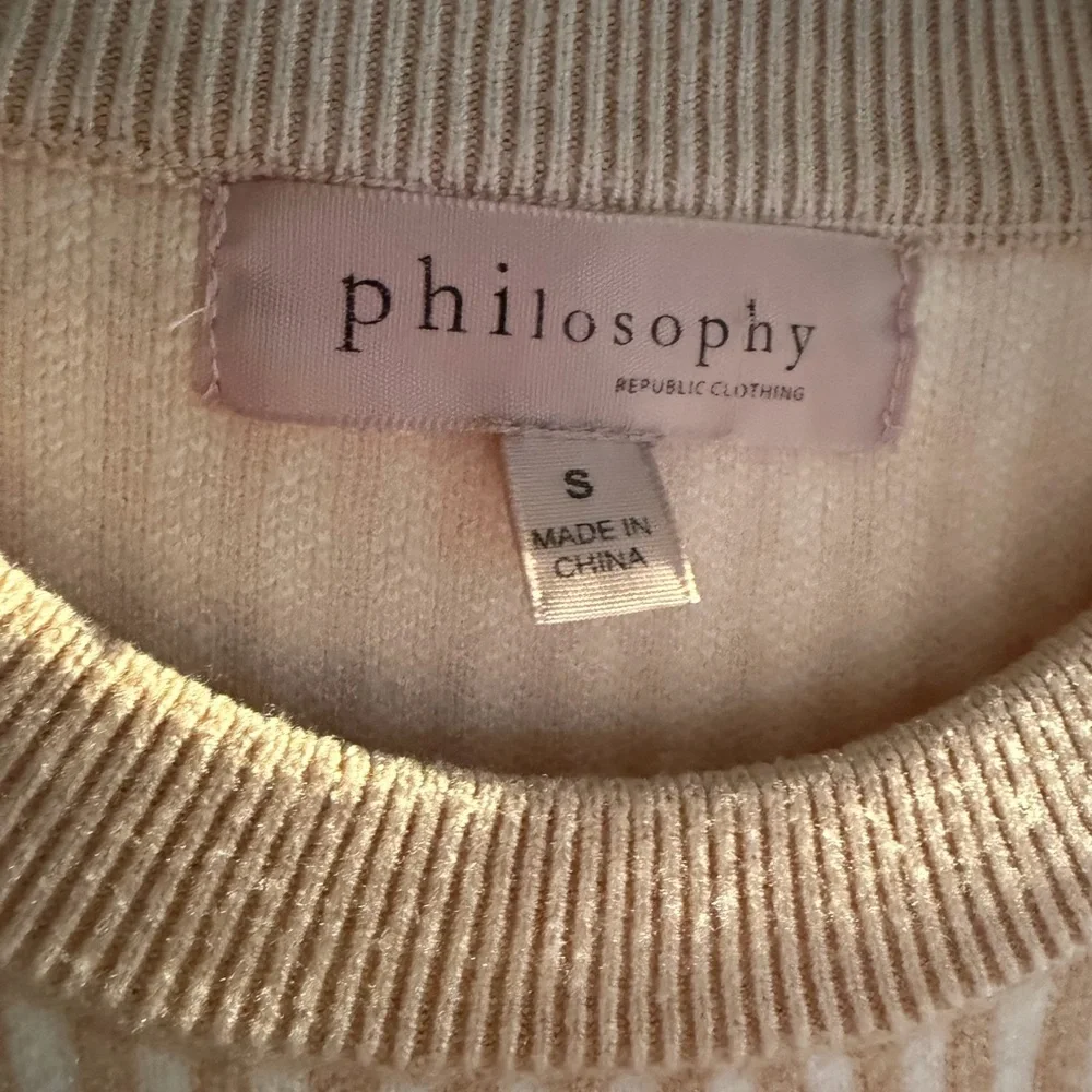 Philosophy Cream and Pale Pink Striped Crewneck Sweater - Picture 4 of 5